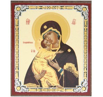 Иконы Владимирская Божия Матерь икона на планшете (6 х 7,5 см, Софрино)