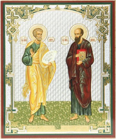 Иконы Петр и Павел святые апостолы, икона на оргалите, 11х13 см