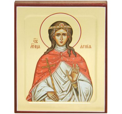 Иконы Агния (Агне́сса Римская) святая дева мученица икона на дереве (12,5 х 16 см)