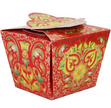 Утварь и подарки Праздничная коробка для яйца (золотой орнамент на красном фоне)