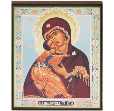 Иконы Владимирская икона Божией Матери литография на дереве  (13 х 16 см)