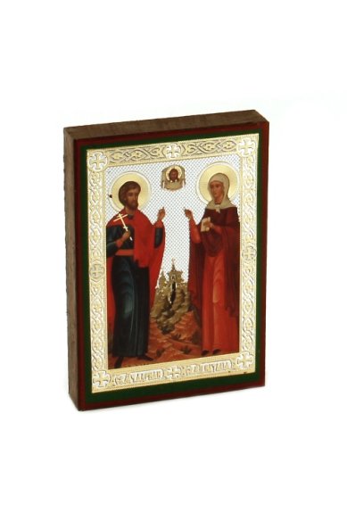 Иконы Адриан и Наталия мученики икона на дереве (6х9 см, Тиль)