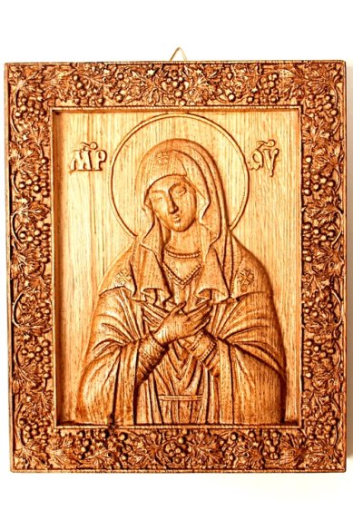 Иконы Умиление икона Божией Матери на дереве, с восковым покрытием, ручная работа (18 х 22 см)