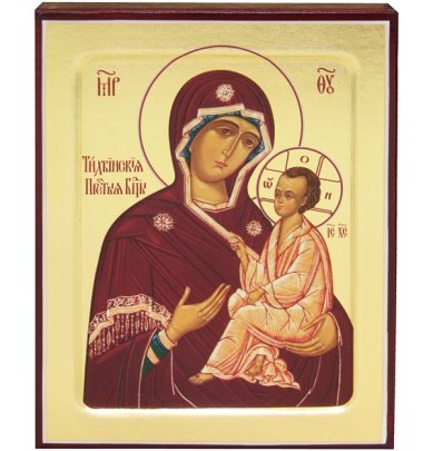 Иконы Тихвинская икона Божией Матери на дереве (12,5 х 16 см)