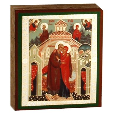 Иконы Зачатие Пресвятой Богородицы икона литография на дереве (6 х 7 см)