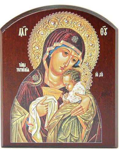 Иконы Чаша терпения, икона Божией Матери, на доске аркой, 10х12 см