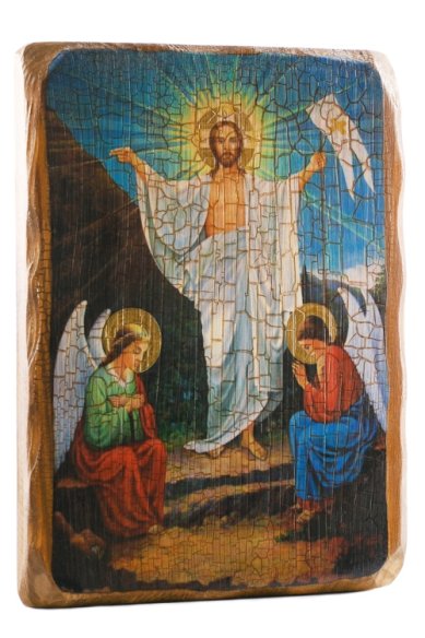 Иконы Воскресение Христово икона на доске под старину (18х24 см)