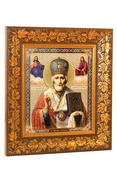 Иконы Николай Чудотворец, икона в рамке под стеклом (22 х 24,5 см)