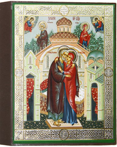Иконы Зачатие Пресвятой Богородицы икона литография на дереве (13 х 16 см)