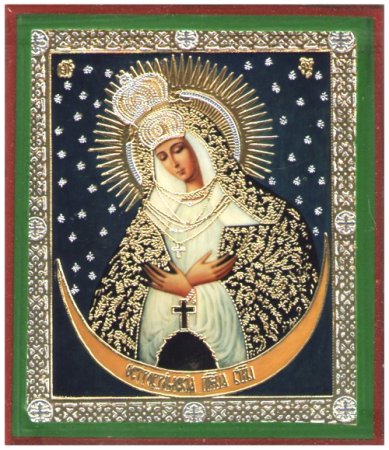Иконы Остробрамская икона Божией Матери на дереве (6 х 7 см)