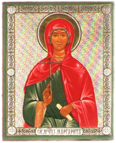 Иконы Марина (Маргарита) Антиохийская великомученица икона на дереве (6 х 7 см)