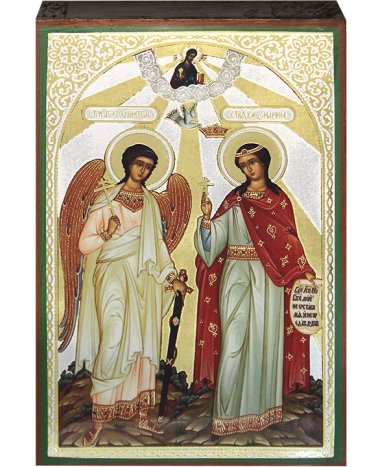 Иконы Святая великомученица Марина и Ангел Хранитель, икона 13х20 см, Тиль