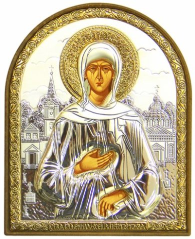Иконы Ксения Петербургская икона в серебряном окладе на пластике (8,5 х 10,5 см)