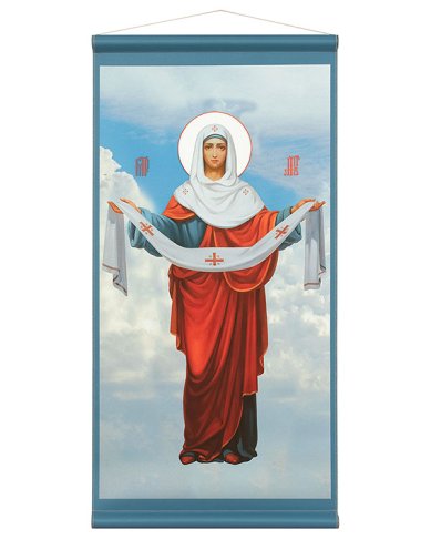 Иконы Покров Пресвятой Богородицы, икона на ткани с подвесом, 42х23 см