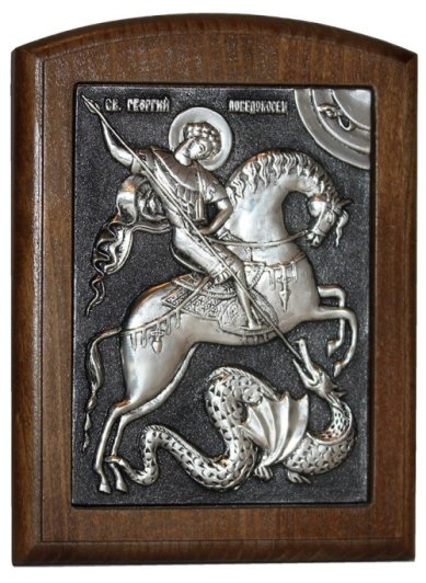 Иконы Георгий Победоносец икона ручная работа (11 х 14,5 см)