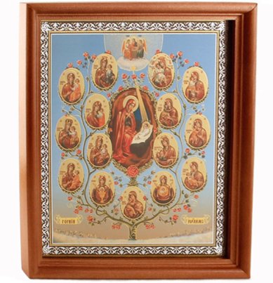 Иконы Древо Богородицы икона Божией Матери под стеклом (20 х 24 см, Софрино)