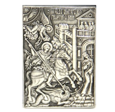 Иконы Георгий Победоносец икона автомобильная ручная работа (2,8 х 4,2 см)