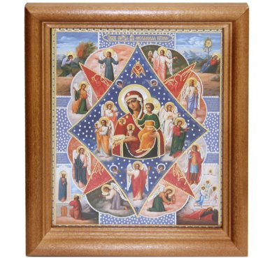 Иконы Неопалимая Купина икона Божией Матери под стеклом (13 х 16 см, Софрино)