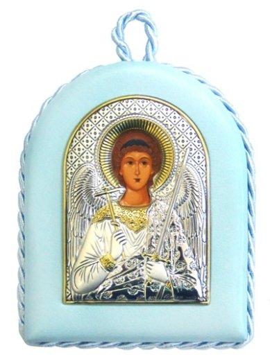 Иконы Ангел Хранитель икона детская, в серебряном окладе (6,5 х 7,8 см) 
