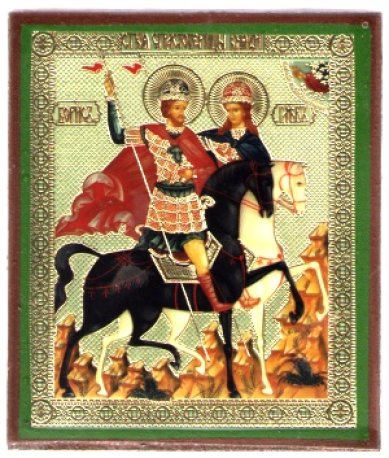 Иконы Борис и Глеб благоверные князья икона на дереве (6 х 7 см)
