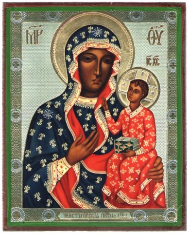 Иконы Ченстоховская икона Божией Матери на дереве (13х16 см, Тиль)