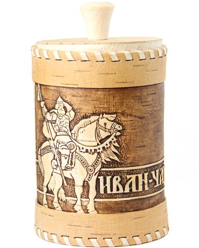 Утварь и подарки Туес из бересты «Иван-чай» (высота 15 см, диаметр 8 см)