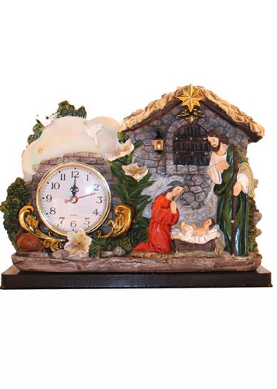Утварь и подарки Рождественская композиция большая с часами «Вертеп» (с подсветкой)