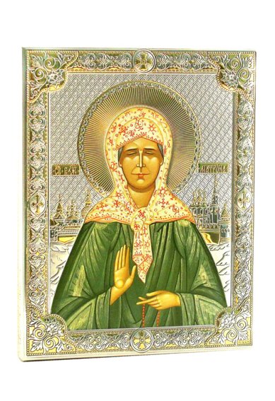 Иконы Матрона Московская икона в серебряном окладе, ручная работа (12 х 16 см)