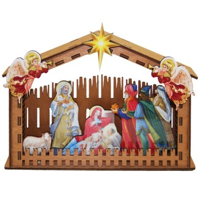 Утварь и подарки Рождественская композиция «Рождество Христово» (Святое семейство, с подсветкой)