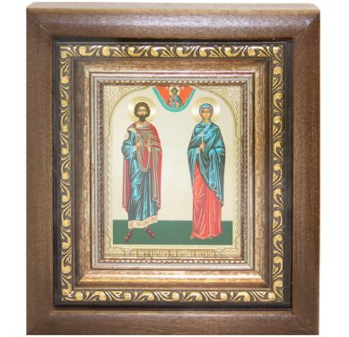 Иконы Адриан и Наталия святые икона в киоте (17 х 19,5 см)