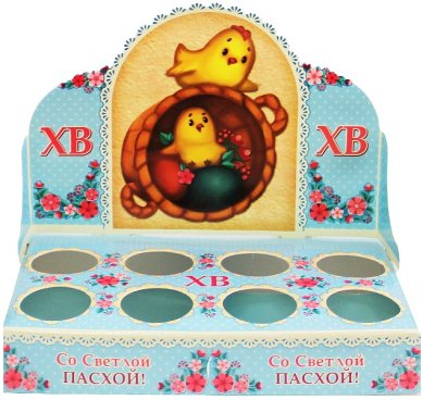 Утварь и подарки Подставка пасхальная на 8 яиц «Со светлой Пасхой! (цыплята в корзинке, 19 х 16 см)
