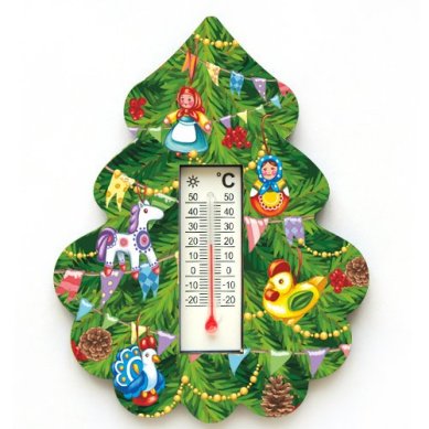 Утварь и подарки Магнит с термометром «Елка» (деревянные игрушки)