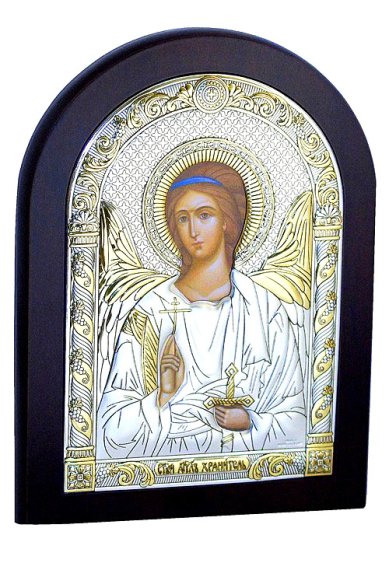 Иконы Ангел Хранитель, икона в серебряном окладе, ручная работа (15 х 20 см)