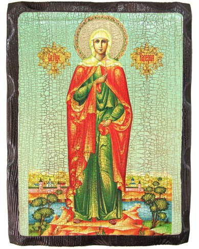 Иконы Калерия (Валерия) Кесарийская (Палестинская) мученица икона на доске под старину (18 х 24 см)