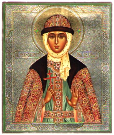 Иконы Ольга  равноапостольная княгиня икона литография на дереве (17 х 21 см)
