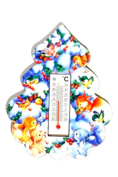 Утварь и подарки Магнит с термометром «Елка» (белки,зайцы)