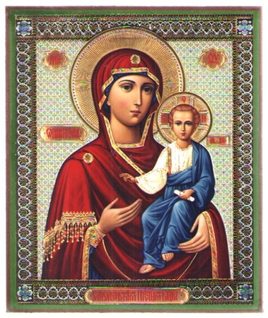 Иконы Смоленская образ Божией Матери икона, литография на дереве (17 х 21 см)