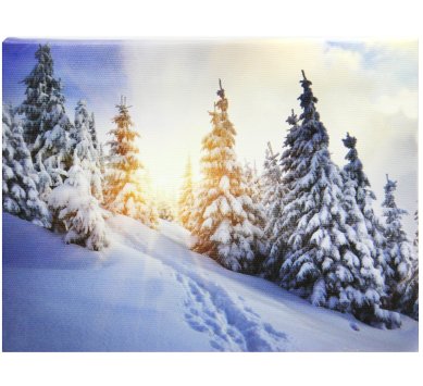 Утварь и подарки Картина на холсте с подсветкой «Утро в зимнем лесу» (15 х 20 см)