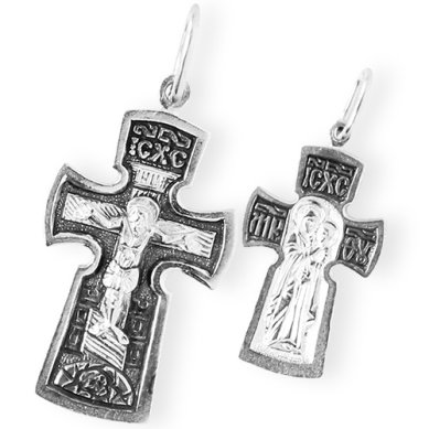 Ювелирные изделия Крест из серебра 925, частичное чернение, литье