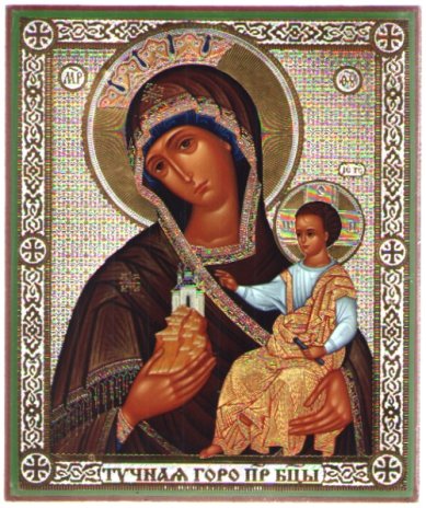 Иконы Тучная гора икона Божией Матери на дереве (17х21 см, Тиль)