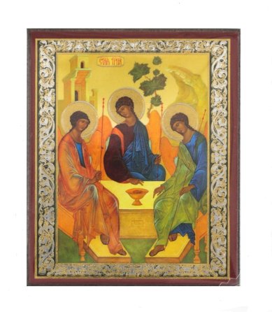 Иконы Святая Троица икона на планшете (6 х 7,5 см)
