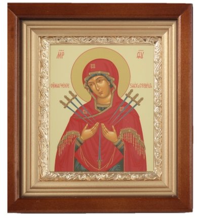 Иконы Умягчение злых сердец икона Божией Матери в киоте, 17х19,5 см (Софрино)
