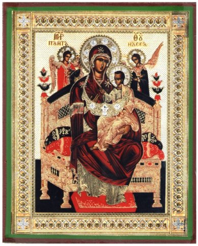 Иконы Всецарица икона Божией Матери на дереве (6 х 7 см)