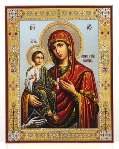 Иконы Троеручица икона Божией Матери на оргалите (11 х 14 см, Софрино)