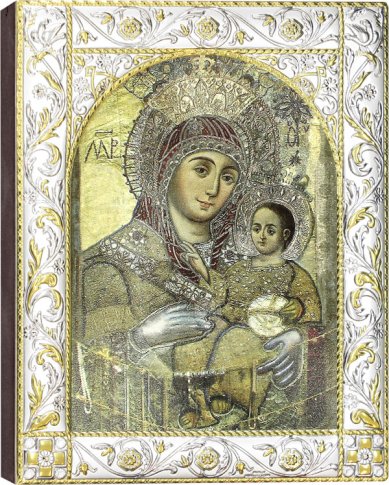 Иконы Вифлеемская икона Божией Матери, икона в посеребренном окладе 14 х 18 см