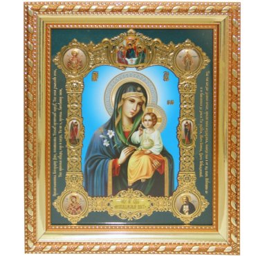 Иконы Неувядаемый Цвет икона Божией Матери в багетной рамке (19 х 22 см)