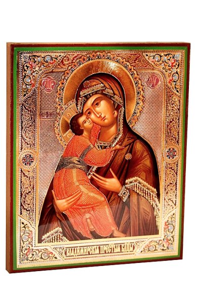 Иконы Владимирская икона Божией Матери, литография на дереве (18х21 см, Тиль)