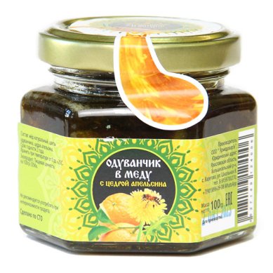 Натуральные товары Одуванчик в меду с цедрой апельсина, 100 г
