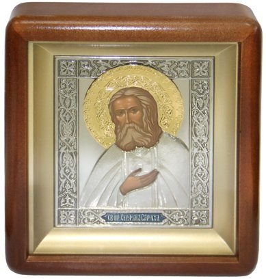 Иконы Серафим Саровский икона в киоте (17 х 19,5 см)