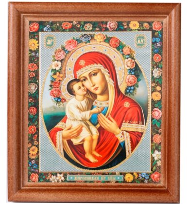 Иконы Жировицкая икона Божией Матери под стеклом (13 х 16 см, Софрино)